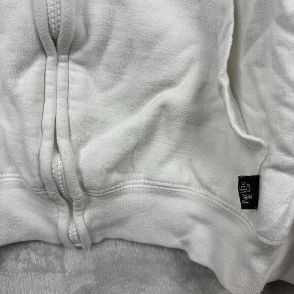 Y2K Pacific & Co Boxy Hoodie Full Zip Hilton Head Island Beach Relax White/Blue - Picture 5 of 8